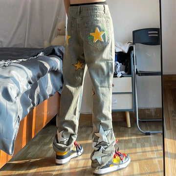 Aidase Star Retro Straight Jeans For Men Baggy Trousers Hip Hop Vintage Stylish Torn Original New In 2024 Trend Mens Cowboy Pants aidase-shop